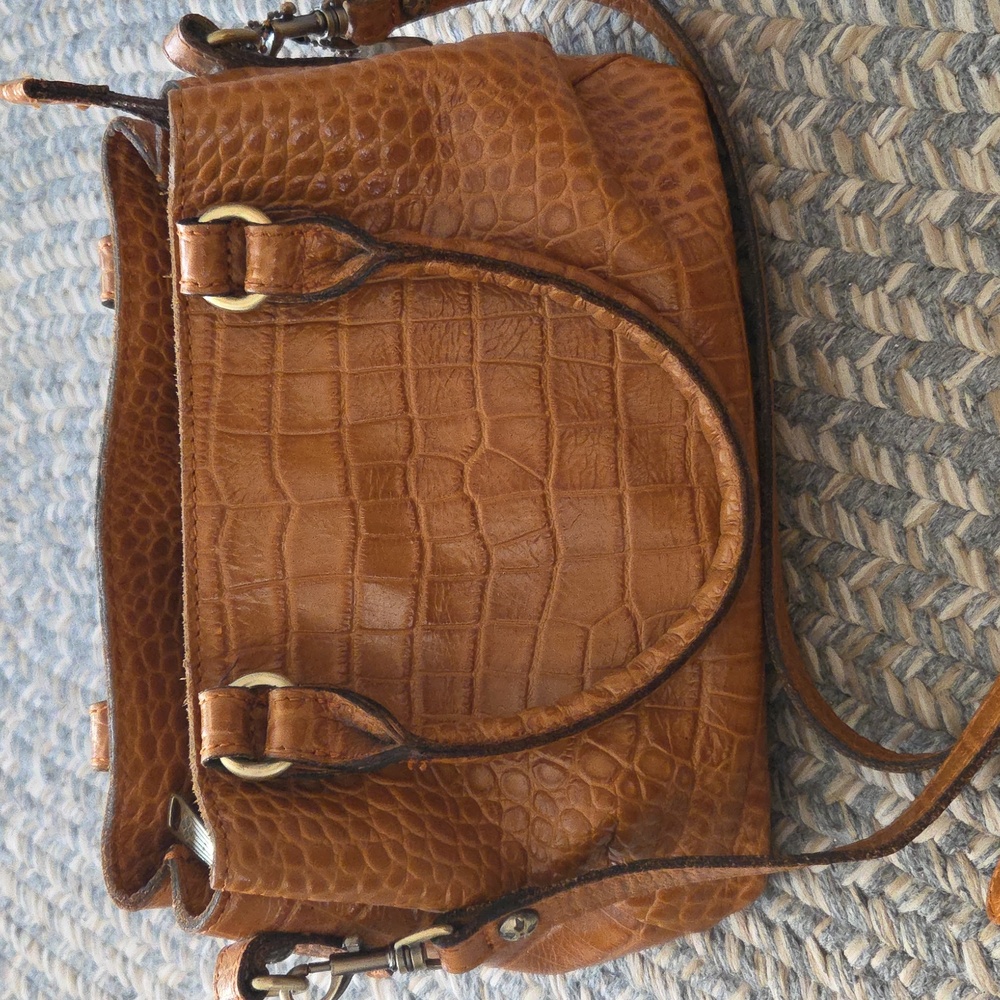 Patricia Nash Crocodile Pattern Tan Leather Handbag